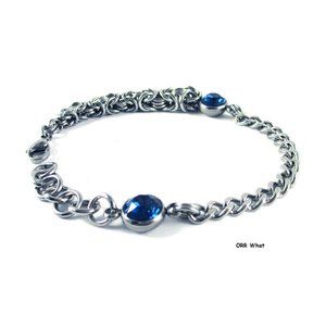 Chain Maille Link Bracelet Layer Handmade Stainless Steel Blue Chunky Jewelry